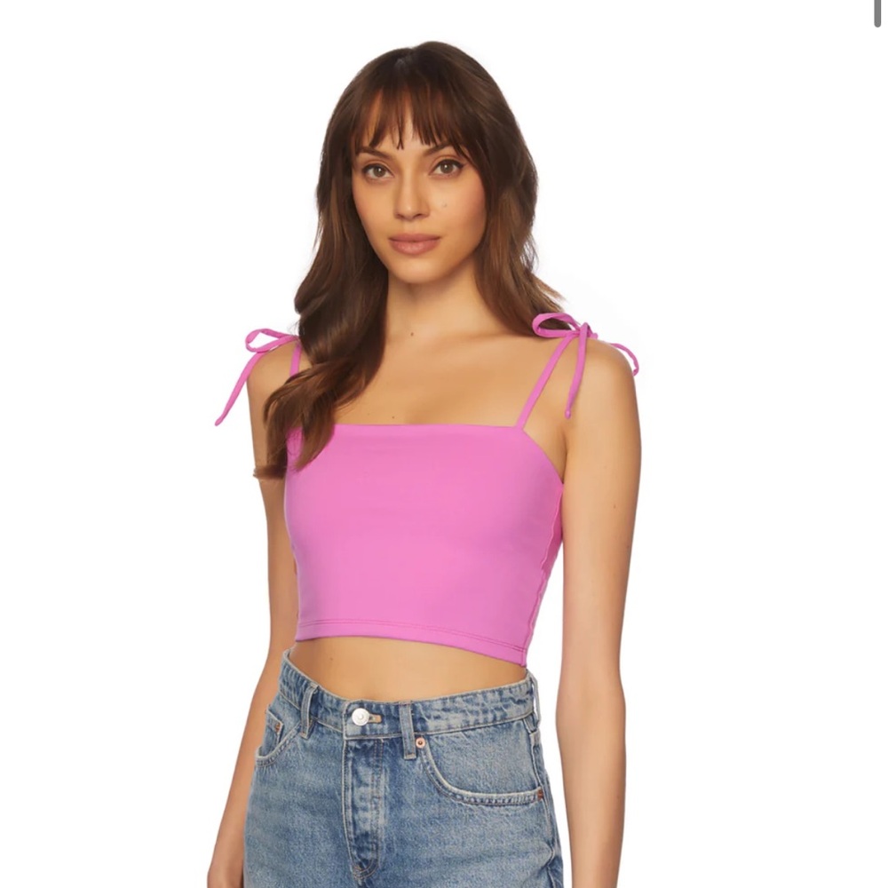 Susana Monaco Tie Shoulder Crop Top in Bubble